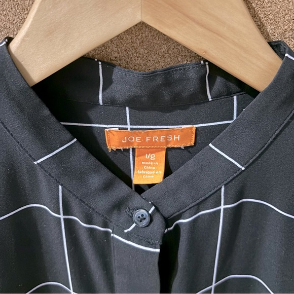 Mandarin-collar Sheer Grid Pattern Tunic - Picture 6 of 6